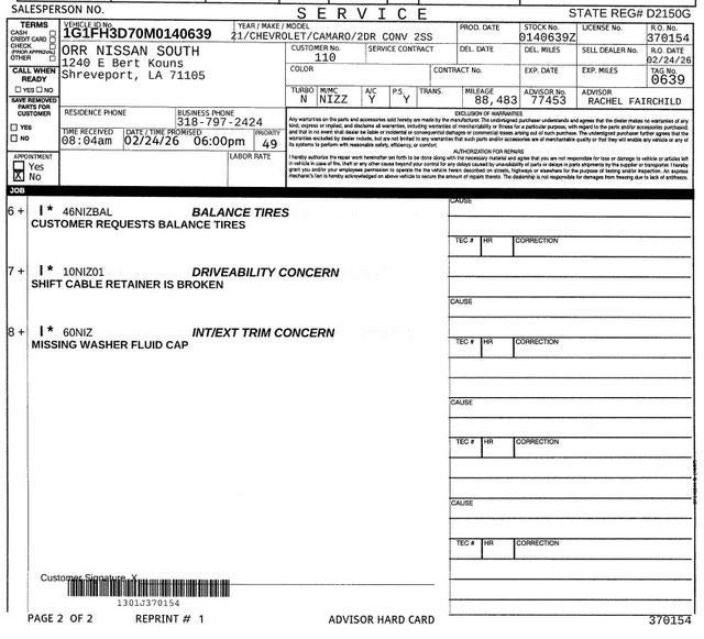 2021 Chevrolet Camaro SS 2SS