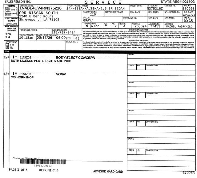 2024 Nissan Altima 2.5 SR