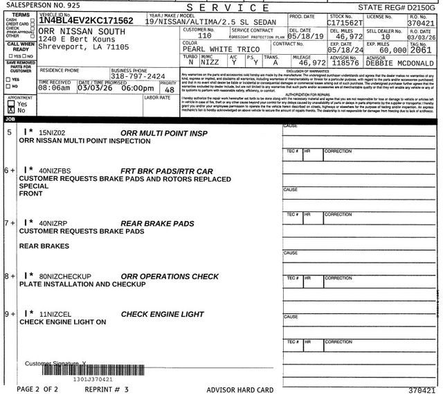 2019 Nissan Altima 2.5 SL