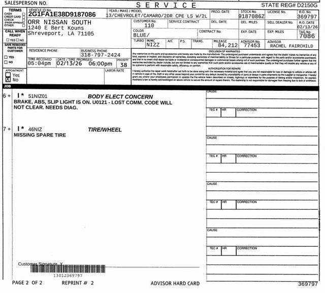 2013 Chevrolet Camaro 2LS