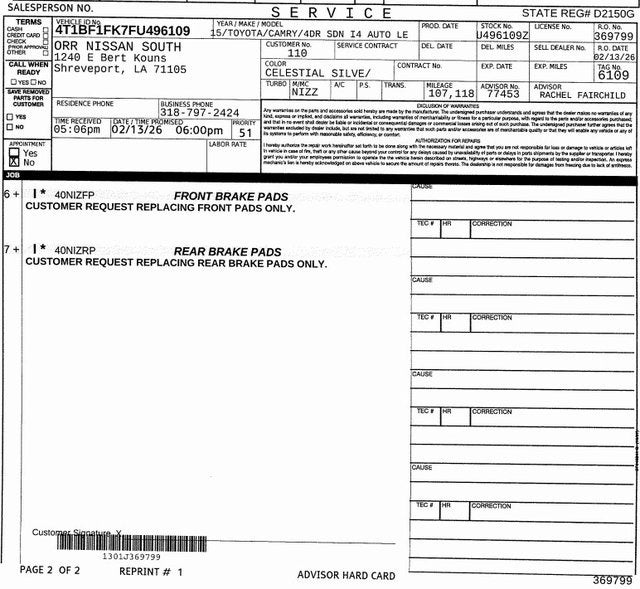 2015 Toyota Camry LE