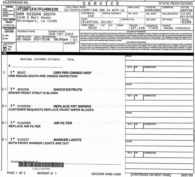 2015 Toyota Camry LE