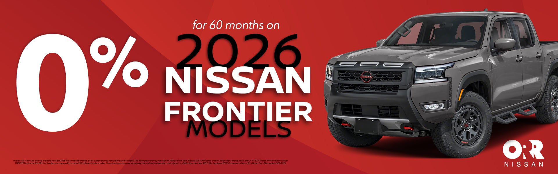 0% for 60 Months on 2026 Nissan Frontier