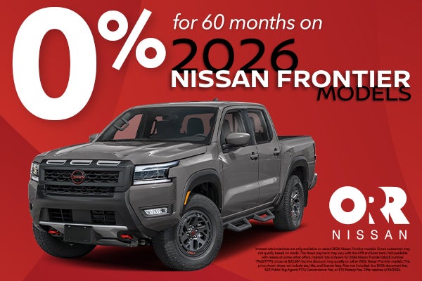 0% for 60 Months on 2026 Nissan Frontier