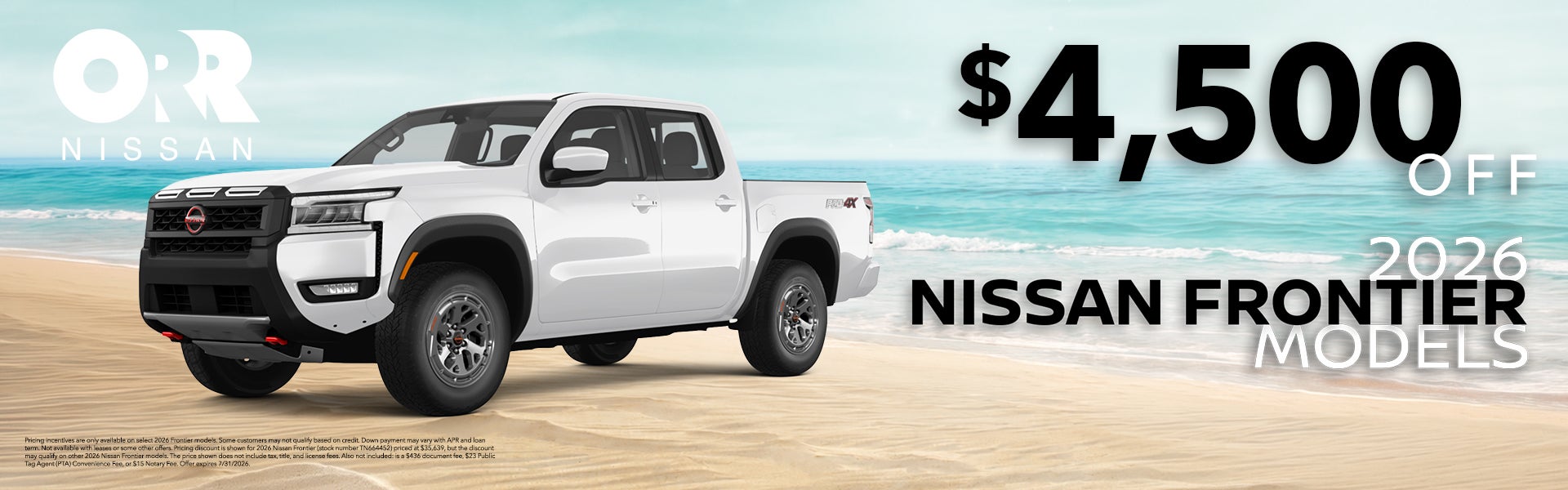 0% for 60 Months on 2026 Nissan Frontier